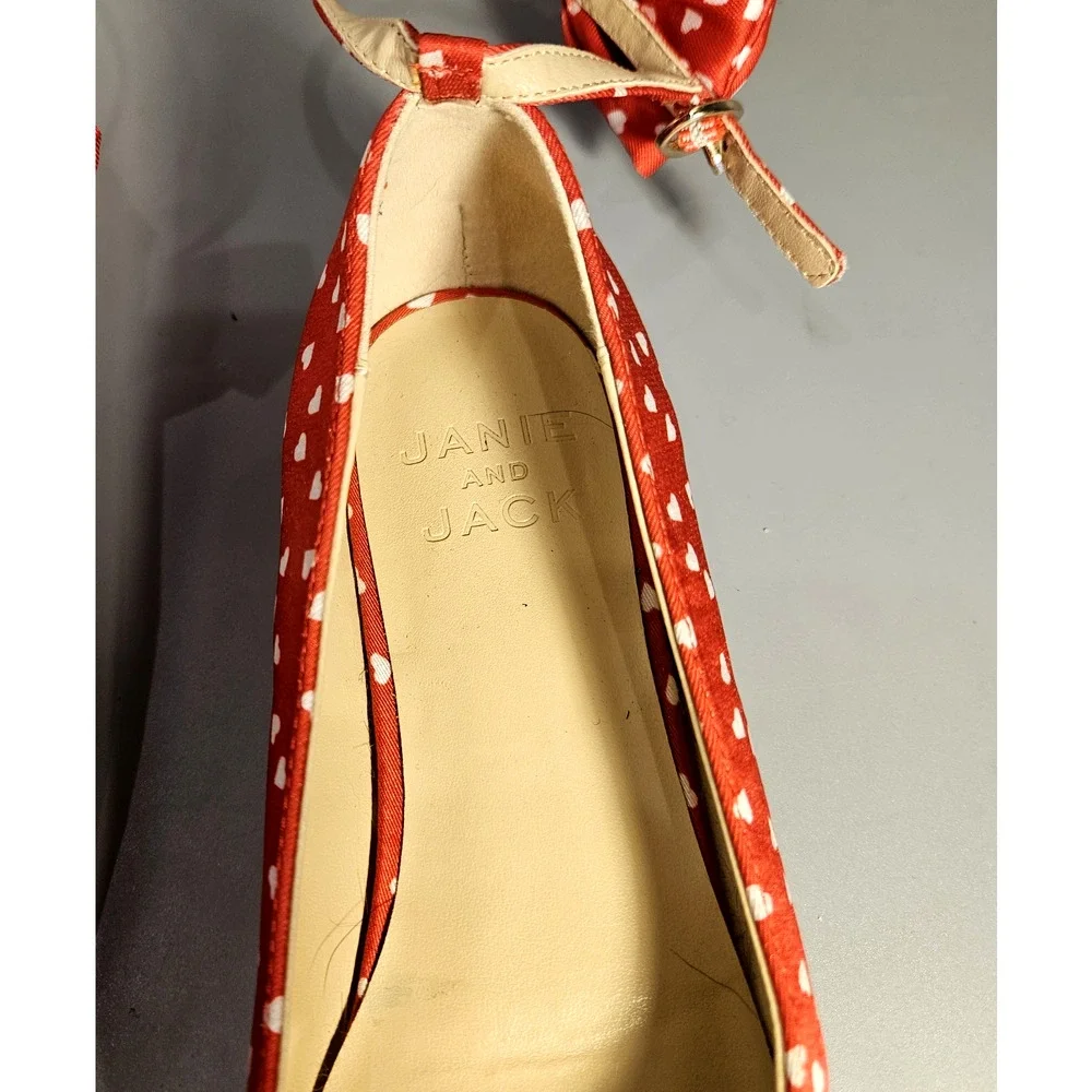 Janie And Jack, Girl Red Dress Shoes with Hearts and Bow, Sz 1 K Fairy Princess